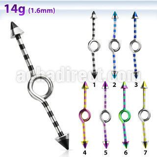 idbtn14 pvd 316l steel industrial loop barbell with cones