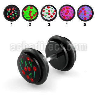 ilagr1 plug falso acrilico negro logo cerezas extra anillos goma 8mm venta