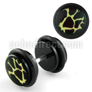 ilagr6 plug falso acrilico negro logo piel serpiente extra anillos goma 8mm distribuidor mayorista
