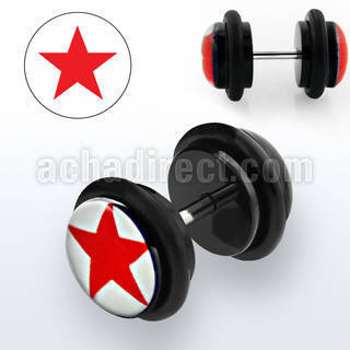 ilvgr15 acrylic fake plug with black red star with o rings