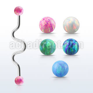 inaop5 barbell industrial zig zag acero 316l bolas opalo 5mm mayorista