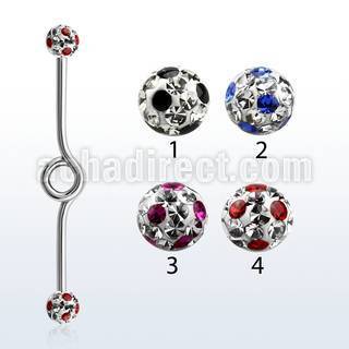 inbfr5a barbell industrial loop acero 316l bolas multi cristal 5mm puntos venta