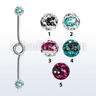 inbfr5c barbell industrial loop acero 316l bolas multi cristal 5mm rayas cebra mayorista