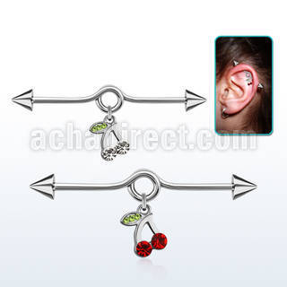 incnd4 barbell industrial loop con aro acero 316l conos 5mm cerezas cristal s distribuidor