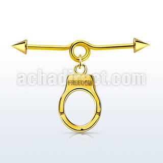 incntd15 barbell industrial loop acero 316l anodizado conos 5mm colgante esposas grabado freedom oro distribuidor