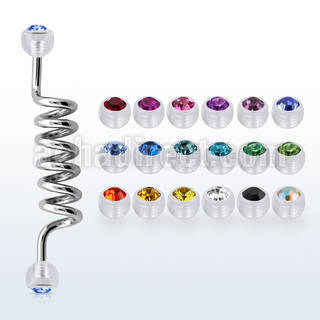 indajb5 barbell industrial espiral acero quirurgico bolas bioflexibles 5mm cristal bisel al por mayor