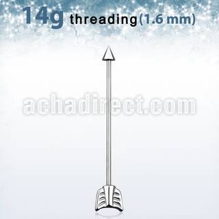 indaw surgical steel industrial barbell with cone arrow end