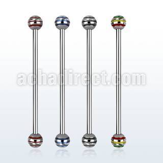 indby5 barbell industrial acero quirurgico bolas rayas colores 5mm 35mm mayorista