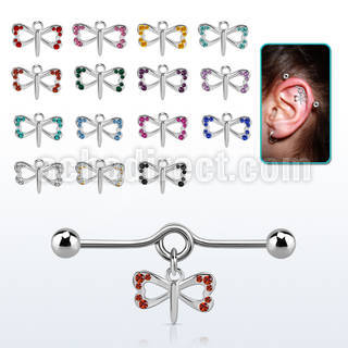 indd18 barbell industrial loop con bucle acero dos bolas colgante pequena libelula colgante laton chapado plata