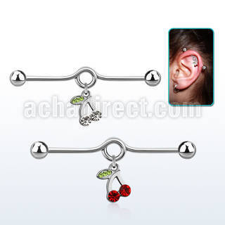 indd4 barbell industrial loop acero 316l bolas 5mm cerezas cristal s venta