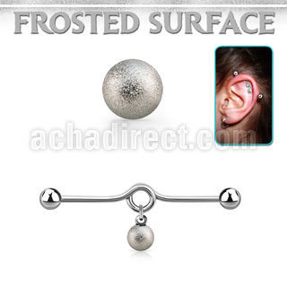 inddfo6 steel industrial loop barbell wdangling 6mm frosted ball