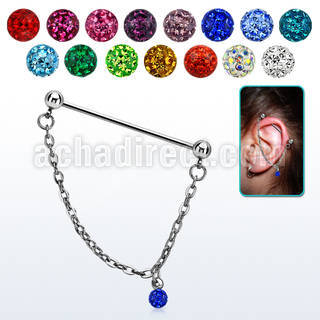 indsd1 barbell industrial acero quirurgico bolas 5mm conectadas traves una multi cristal ferido 5mm distribuidor mayorista