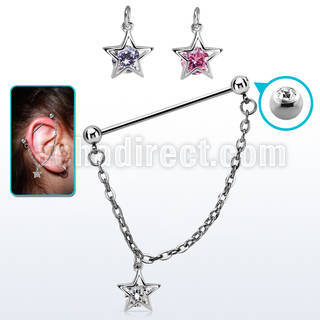 indsdz3 barbell industrial loop acero 316l bolas joya 5mm colgante flor petalos zirconia plata mayorista