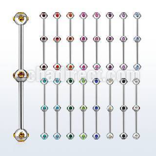 indsh17 barbell industrial acero 316l bolas arriba abajo multi joya 5mm bola multi joya 5mm centro barra venta