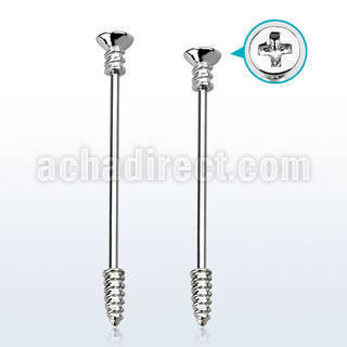 indsh19 barbell industrial acero quirurgico tornillo estrella rosca 14g rosca mayorista