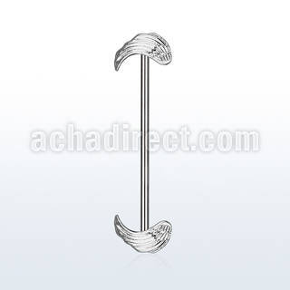 indsh25 barbell industrial acero quirurgico alas plateadas rodio al por mayor