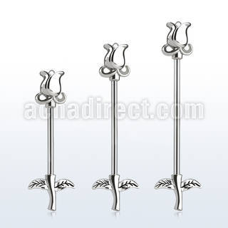 indsh37 surgical steel industrial barbell flower