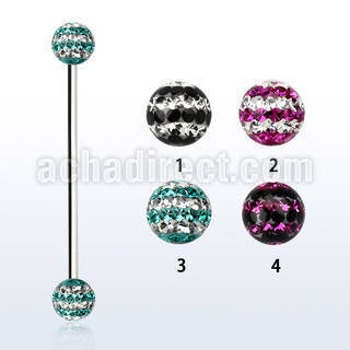 infr5d barbell industrial acero 316l bolas multi cristal ferido 5mm triple linea al por mayor