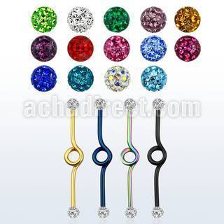 intbfr5 barbell industrial loop acero 316l anodizado bolas multi cristal ferido 5mm distribuidor mayorista