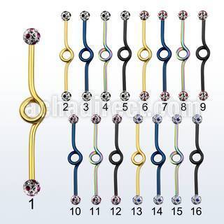 intbfr5a barbell industrial loop acero 316l anodizado bolas multi cristal 5mm puntos venta