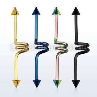 intccn5 barbell industrial espiral acero quirurgico anodizado 35mm 38mm conos acero 5mm distribuidor