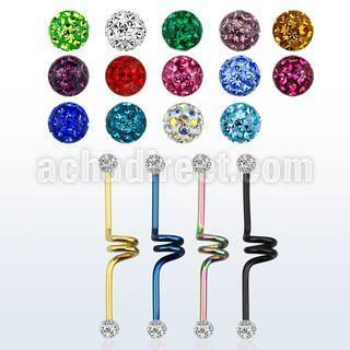 intcfr5 barbell industrial espiral acero 316l anodizado bolas multi cristal ferido 5mm distribuidor