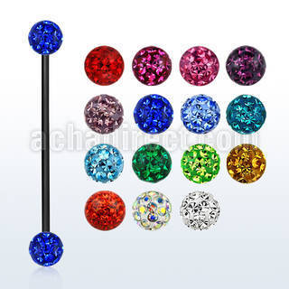 intfr4s barbell industrial acero 316l anodizado bolas multi cristal ferido 4mm venta