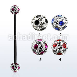 intfr5a anodized steel industrial barbell with dotted balls