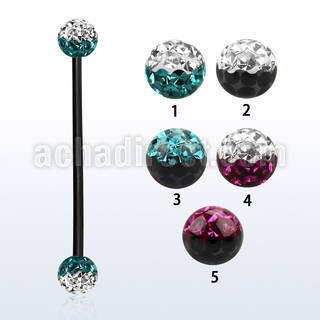 intfr5e barbell industrial acero 316l anodizado bolas multi cristal 5mm colores al por mayor