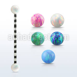 intro5 barbell industrial pvd rayas cebra bolas dobles opalo 5mm distribuidor mayorista
