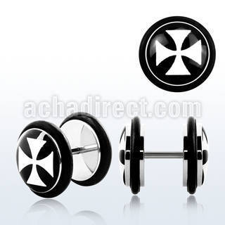 ipcrg surgical steel fake plug with iron cross logo o rings