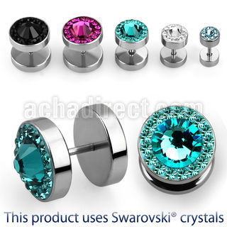 ipgc steel fake plug w big ferido swarovski central crystal