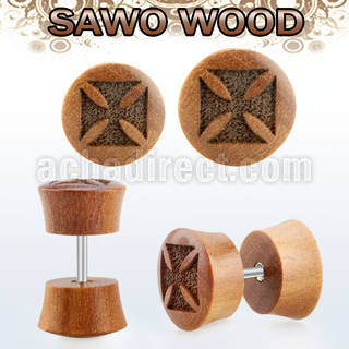 iplswe plug falso madera sawo barra acero quirurgico logo cruz hierro rayado laser distribuidor