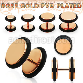 ipttr rose gold anodized surgical steel fake plug with o rings