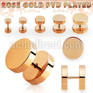 ipttrd rose gold anodized 316l steel fake plug without o rings