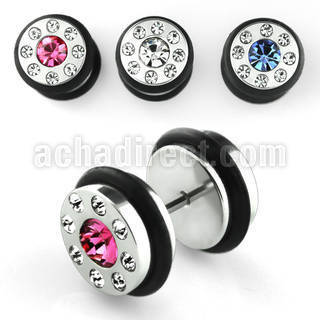 ipxcg 316l steel fake plug with rubber o rings and crystals