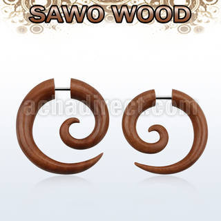 ispsw sawo wood fake plug in spiral shape