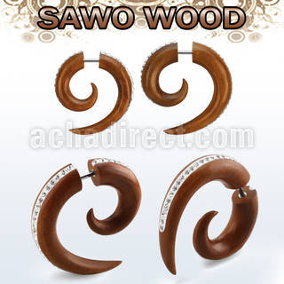 ispswf plug falso madera sawo espiral multi cristal ferido acero 316l mayorista