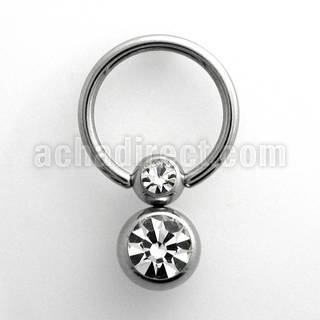 jebc2 surgical steel ball closure ring with two jewel balls