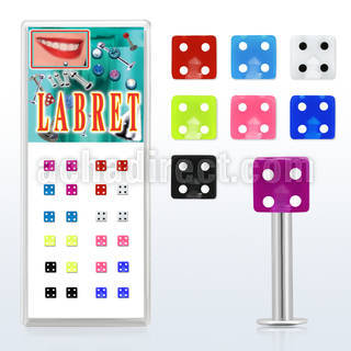 lbdibx caja 24 labrets acero quirurgico dados acrilico uv 4mm 8mm al por mayor