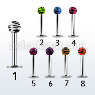 lbdxj 16g 316l steel labret with 3mm colored acrylic ball