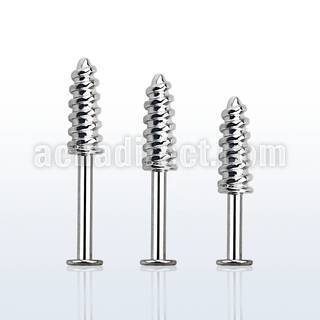 lbescw 316l steel labret with a screw threading tip upper part