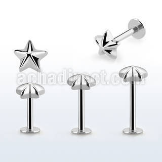 lbest5 surgical steel labret, 16g (1.2mm) w 5mm star shaped top