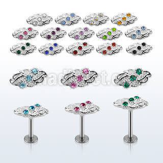 lbfw4c labret acero quirurgico hoja tres cristal la esta plata venta