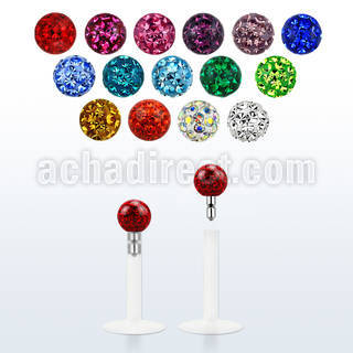 lbifr3 labret bio flexible transparente bola multi cristal 3mm labret presion acero 316l al por mayor