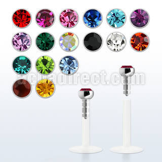 lbij labret bio flexible transparente acero 316l presion 2mm plano bola joya bisel venta