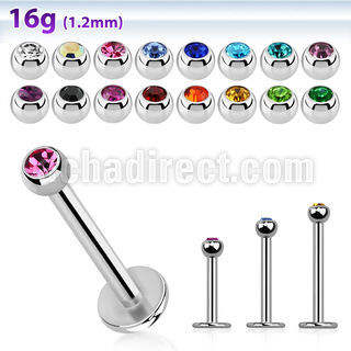 lbjb25 surgical steel labret w a tiny 2 5mm jewel ball