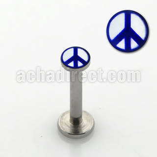 lblg05 316l steel labret with blue white peace sign
