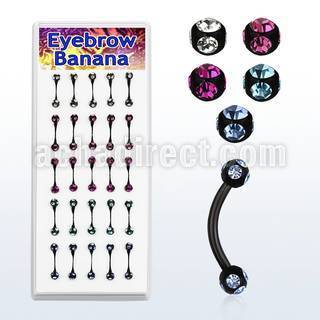 lbnkc3 caja 25 bananas ceja anodizadas negro bolas multi joya 3mm 8mm al por mayor