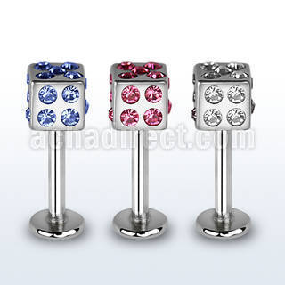 lbsdc4 labret acero quirurgico dado acero multi cristal 4mm 8mm al por mayor